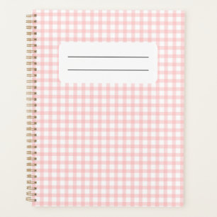Cute Retro Pink Gingham Plaid pattern Planner