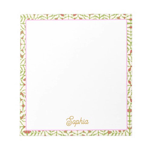 Cute Retro Pink Green Personalized Notepad