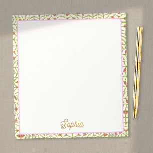 Cute Retro Pink Green Personalized Notepad
