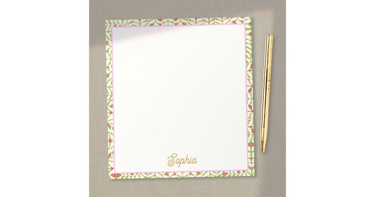 Cute Retro Pink Green Personalized Notepad | Zazzle