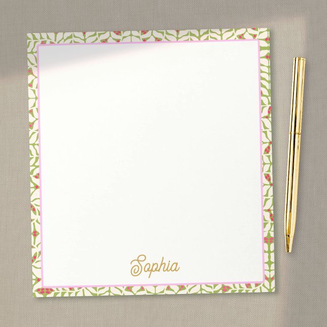 Cute Retro Pink Green Personalized Notepad (Creator Uploaded)