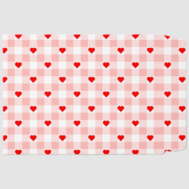 Cute Retro Pink Heart Gingham Plaid pattern Envelope Mailers (Front)
