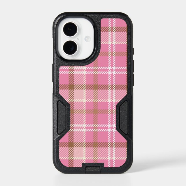 Cute Retro Pink Plaid Tartan Pattern Otterbox iPhone Case (Back)