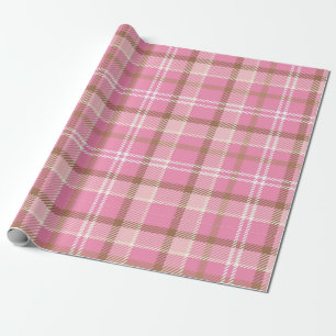 Cute Retro Pink Plaid Tartan Pattern Wrapping Paper