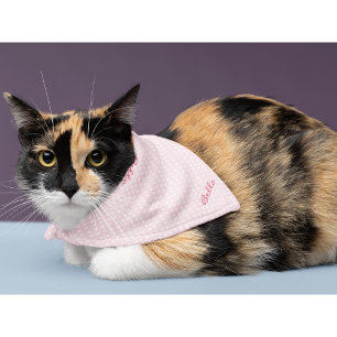 Cute Retro Pink Polka Dots Cat Dog Puppy Name Cool Bandana