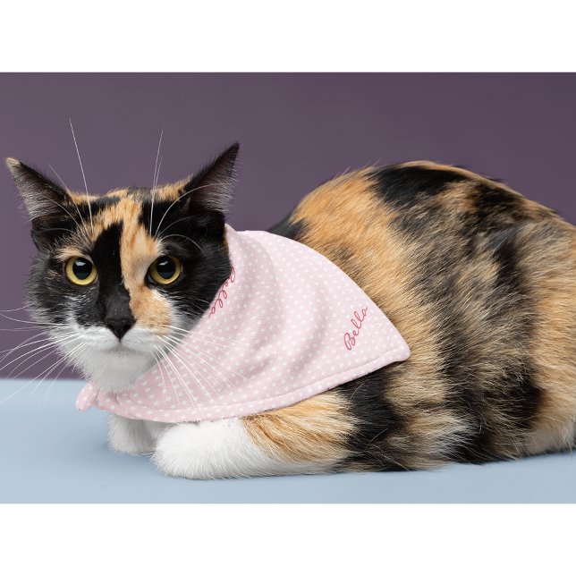 Cute Retro Pink Polka Dots Cat Dog Puppy Name Cool Bandana (Cute Retro Pink Polka Dots Cat Dog Puppy Name Cool Bandana)