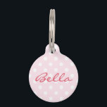 Cute Retro Pink Polka Dots Cat Kitty Dog Pup Name Pet ID Tag<br><div class="desc">Create your own custom, personalized, classy elegant dark pink typography script, retro cool stylish trendy light pink polka dots pattern background, fun, monogrammed, durable, 100% recycled steel, pet dog cat doggy puppy kitten kitty ID name tag. Simply enter your pet's name / your text, to customize. Great for birthday, christmas,...</div>