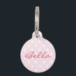 Cute Retro Pink Polka Dots Cat Kitty Dog Pup Name Pet ID Tag<br><div class="desc">Create your own custom, personalized, classy elegant dark pink typography script, retro cool stylish trendy light pink polka dots pattern background, fun, monogrammed, durable, 100% recycled steel, pet dog cat doggy puppy kitten kitty ID name tag. Simply enter your pet's name / your text, to customize. Great for birthday, christmas,...</div>