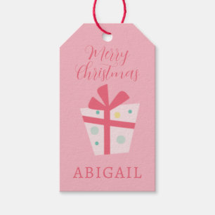 Cute Retro Pink Presents Holiday Christmas  Gift Tags