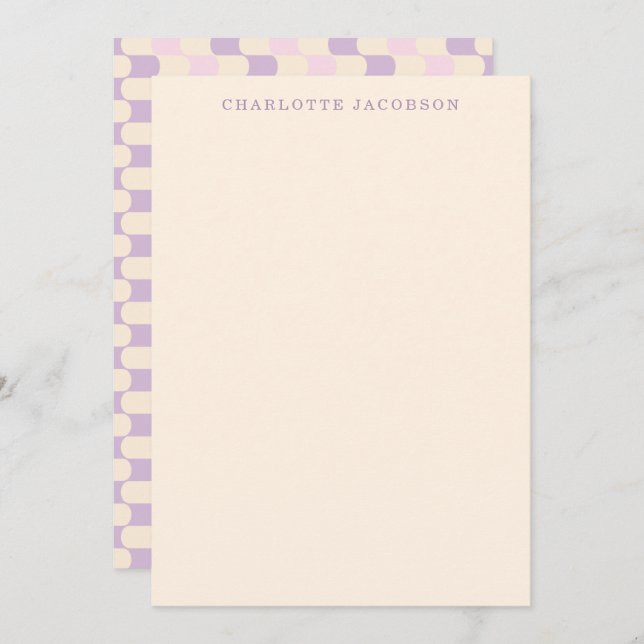 Cute Retro Pink Purple Geometric Art Personalized Note Card (Front/Back)