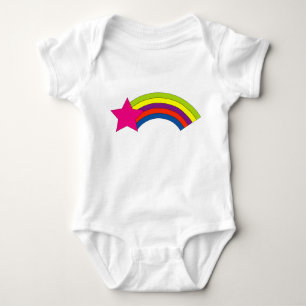 Cute Retro Pink Shooting Star Colorful Rainbow Baby Bodysuit