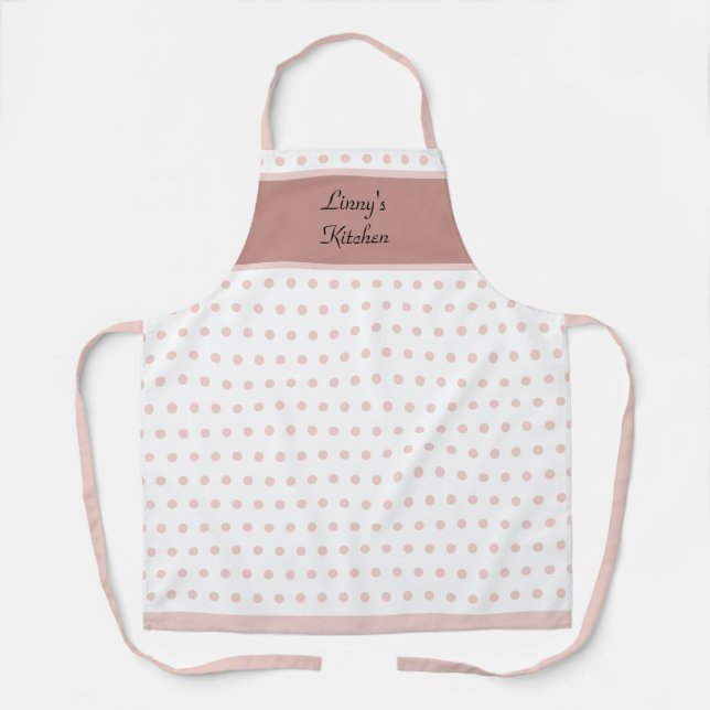 Cute Retro Pink Whisper Polka Dot Apron (Front)