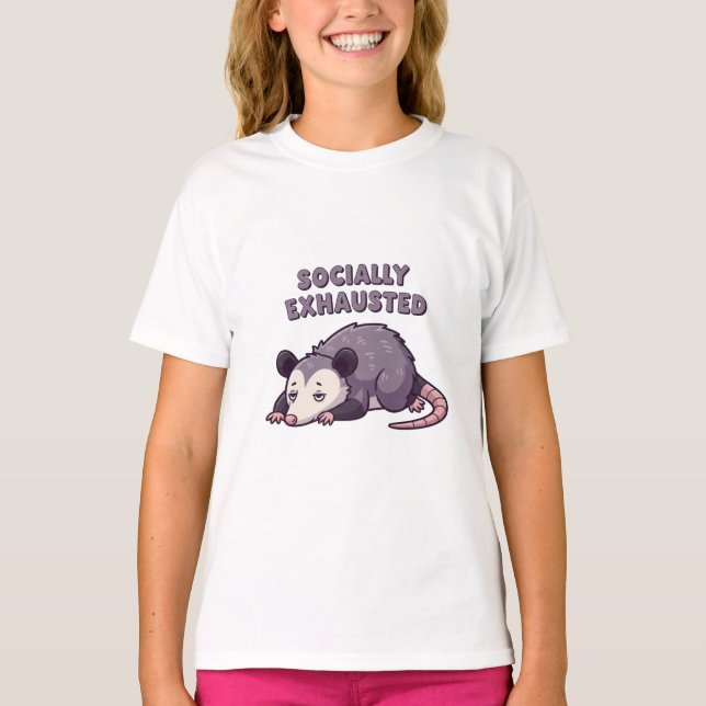 Cute Retro Possum Quiet Girls T-Shirt (Front)