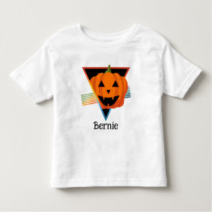 Cute Retro Pumpkin Jack O Lantern Halloween Name Toddler T-shirt