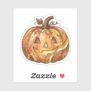 Cute Retro Pumpkin Vintage 70s Orange Halloween Sticker
