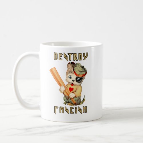 Cute Retro Puppy _ Destroy Fascism Coffee Mug
