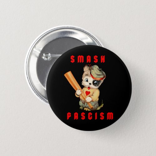 Cute Retro Puppy _ Smash Fascism Button