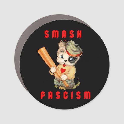 Cute Retro Puppy _ Smash Fascism Car Magnet