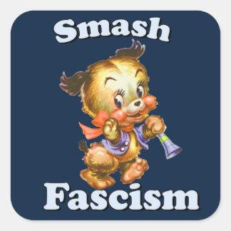 Cute Retro Puppy - Smash Fascism Square Sticker