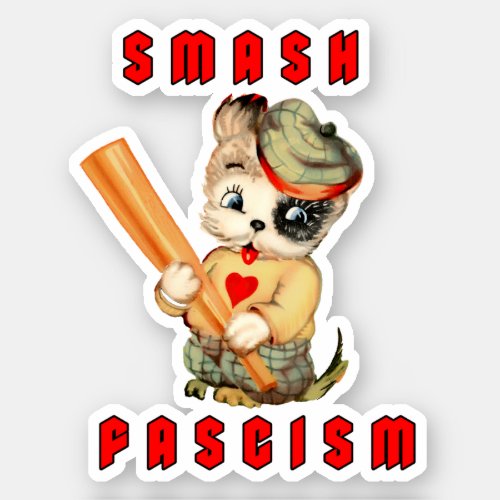 Cute Retro Puppy _ Smash Fascism Sticker