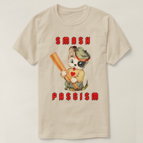 Cute Retro Puppy _ Smash Fascism T_Shirt