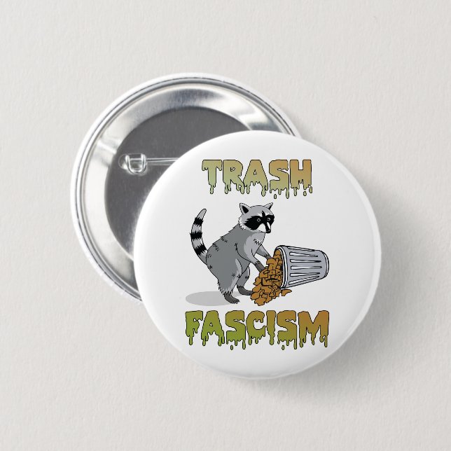 Cute Retro Raccoon - Trash Fascism Button (Front & Back)