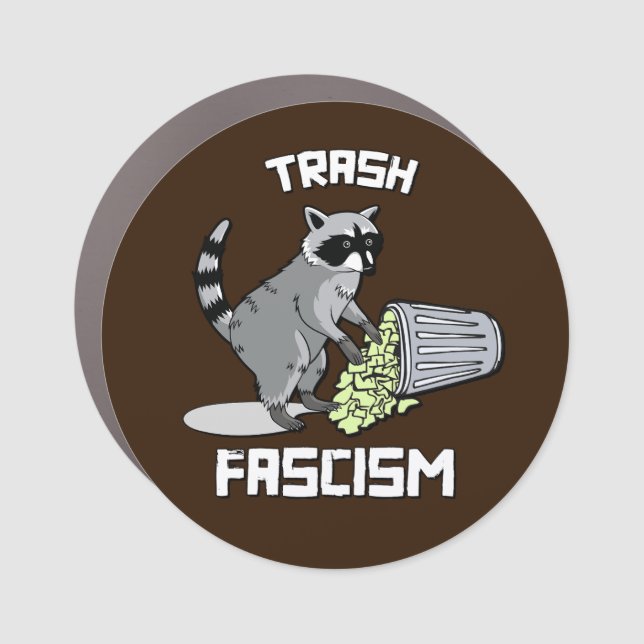 Cute Retro Raccoon - Trash Fascism Car Magnet (Front)