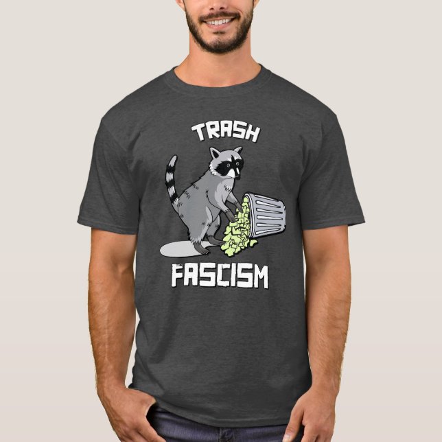 Cute Retro Raccoon - Trash Fascism T-Shirt (Front)