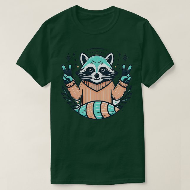 Cute Retro Raccoon with T-Shirt (Design Front)