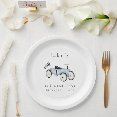 Cute Retro Race Car Ride_on Paper Plates