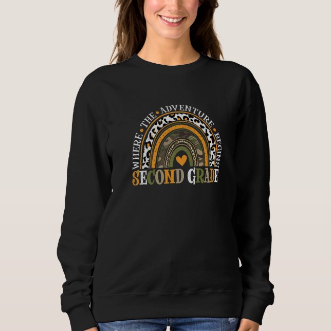 Cute Retro Rainbow 2nd Grade Adventure Begins Back Sweatshirt (Front)