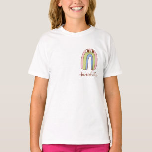 Cute Retro Rainbow Custom Name Kids T-Shirt