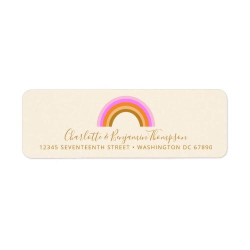 Cute Retro Rainbow Custom Script Return Address Label