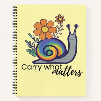 Cute Retro Rainbow Floral Snail Journal Notebook 