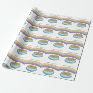 Cute Retro Rainbow Noah's Ark  Add Name Wrapping Paper