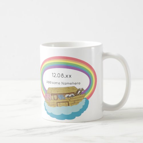 Cute retro Rainbow Noahs Ark on White Coffee Mug