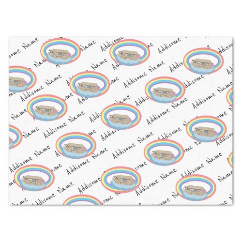 Cute retro Rainbow Noahs Ark on White Tissue Paper