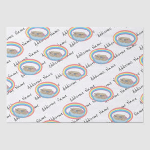 Cute retro Rainbow Noah's Ark on White Tissue Paper