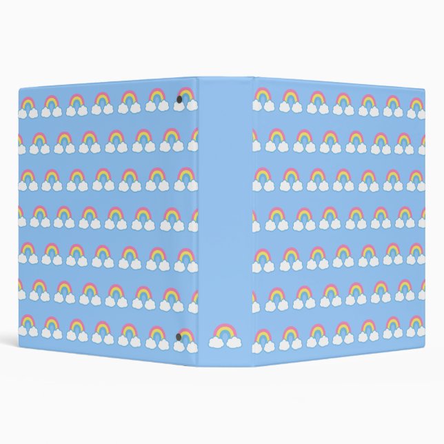 Cute Retro Rainbow Pattern 3 Ring Binder (Background)