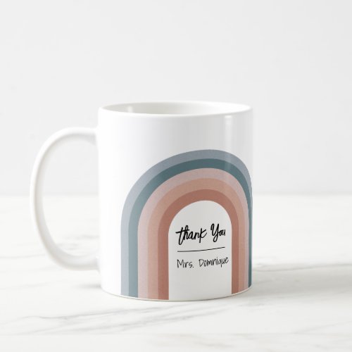 Cute Retro Rainbow Thank You Teacher Coffee Mug