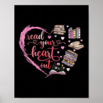 Cute Retro Reading Book Reader Women Valentine  Poster
