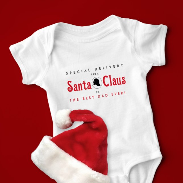 Cute Retro Red And White Santa Special Delivery Baby Bodysuit (Creator Uploaded)