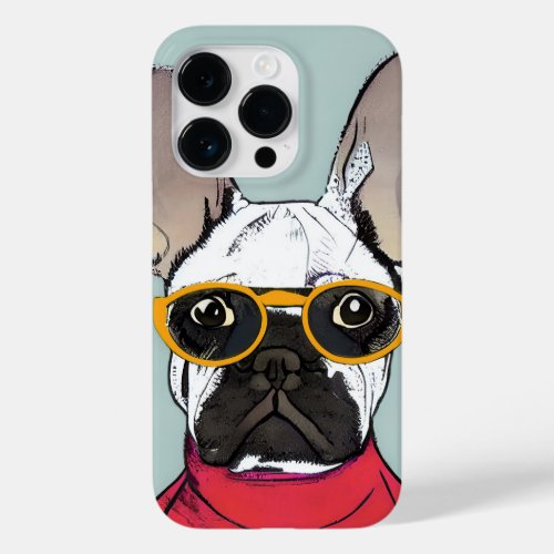 Cute Retro Red French Bulldog With Neon Glasses Case_Mate iPhone 14 Pro Case