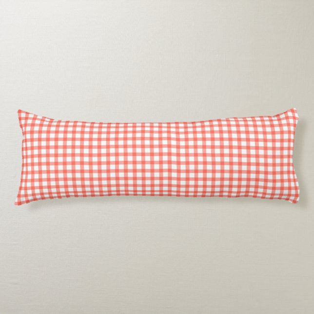 Cute Retro Red Gingham Plaid pattern Body Pillow (Front)