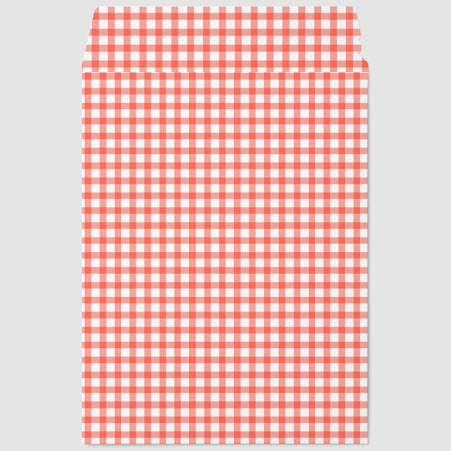 Cute Retro Red Gingham Plaid pattern Envelope Mailers (Front)