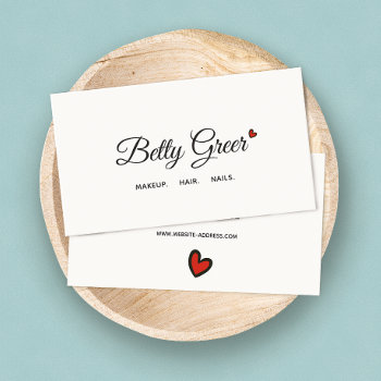 Cute Retro Red Heart Handwritten Script Typography Business Card by sm_business_cards at Zazzle
