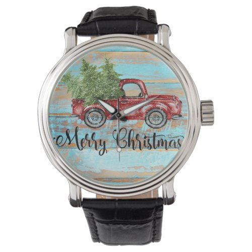 Cute Retro Red Truck Country Christmas Watch