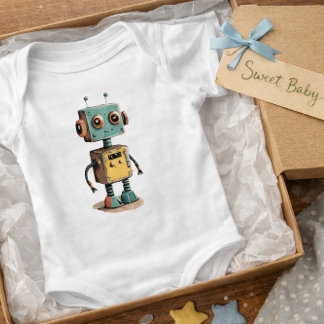 Cute Retro Robot Baby T-Shirt Bodysuit