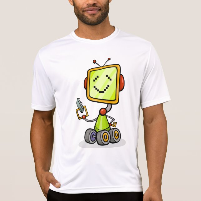 Cute Retro Robot Cartoon Fun AI Tech Digital Art  T-Shirt (Front)
