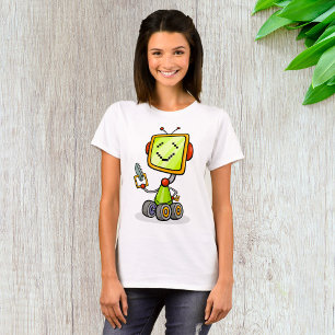 Cute Retro Robot Cartoon Fun AI Tech Digital Art T-Shirt
